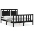 Estructura de cama con cabecero madera maciza negro 120x200
