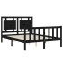 Estructura de cama con cabecero madera maciza negro 120x200