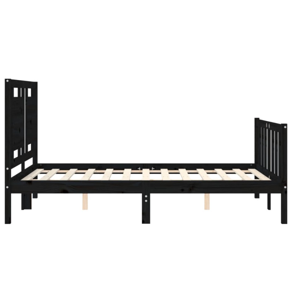 Estructura de cama con cabecero madera maciza negro 120x200