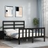 Estructura de cama con cabecero madera maciza negro 120x200