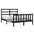 Estructura de cama con cabecero madera maciza negro 120x200