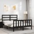 Estructura de cama con cabecero madera maciza negro 120x200
