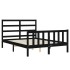Estructura de cama con cabecero madera maciza negro 120x200