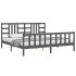 Estructura de cama con cabecero madera maciza gris 200x200