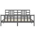 Estructura de cama con cabecero madera maciza gris 200x200