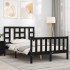 Estructura de cama con cabecero madera maciza negro 120x200