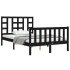 Estructura de cama con cabecero madera maciza negro 120x200