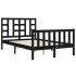 Estructura de cama con cabecero madera maciza negro 120x200