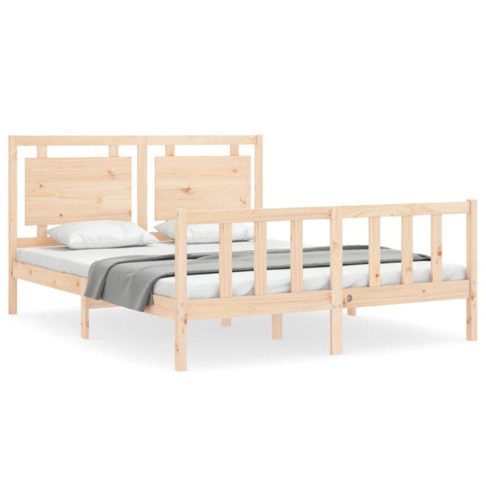 Estructura de cama de matrimonio con cabecero madera