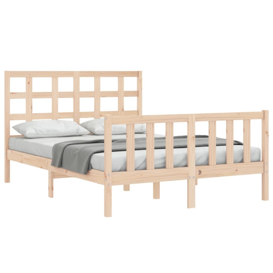 Estructura de cama con cabecero madera maciza 140x190