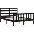 Estructura de cama con cabecero madera maciza negro 140x190