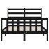 Estructura de cama con cabecero madera maciza negro 140x190