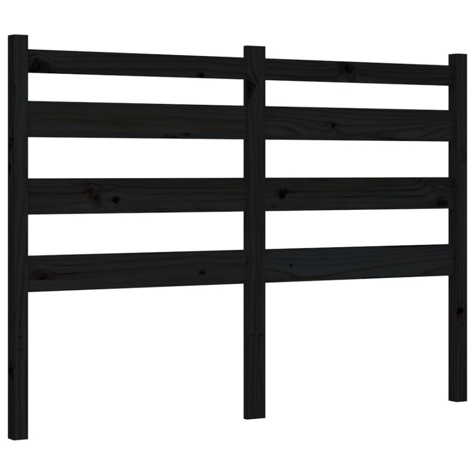 Estructura de cama con cabecero madera maciza negro 140x190