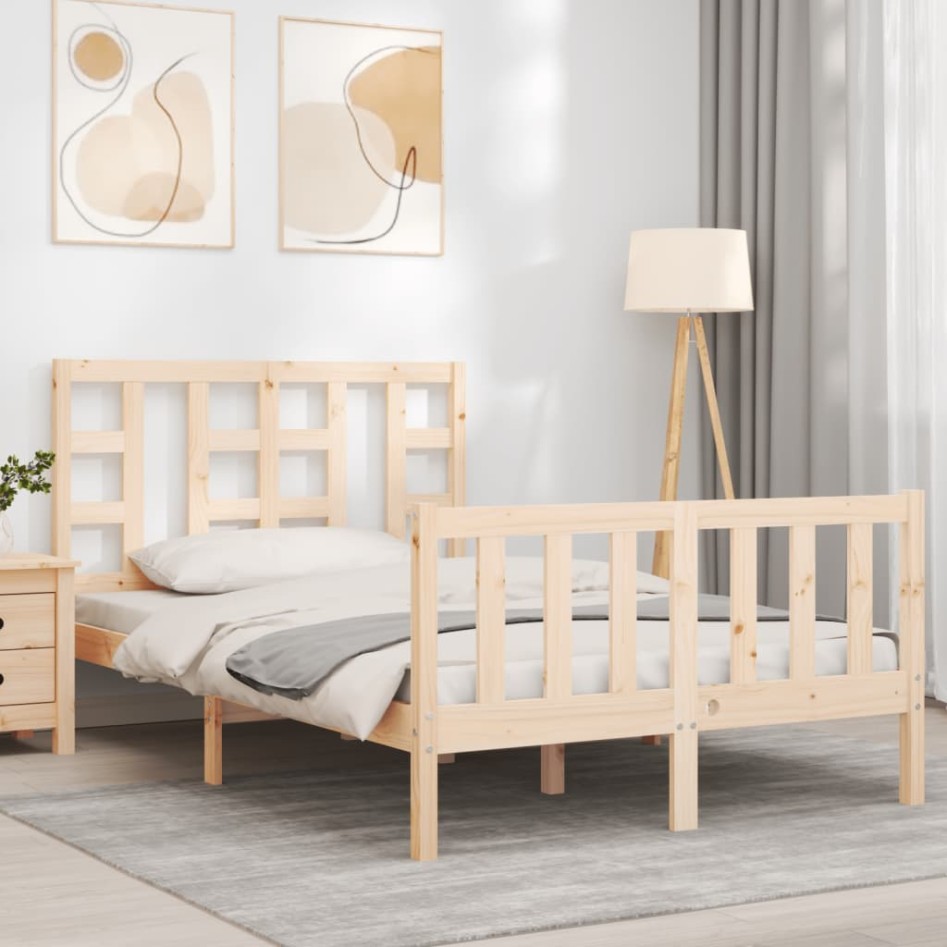 Estructura de cama con cabecero madera maciza 120x200