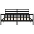 Estructura de cama con cabecero madera maciza negro 200x200