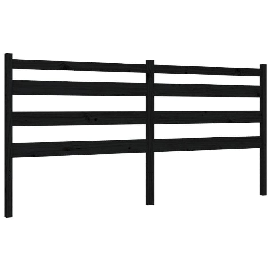 Estructura de cama con cabecero madera maciza negro 200x200