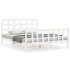 Estructura de cama con cabecero madera maciza blanco 160x200