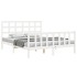 Estructura de cama con cabecero madera maciza blanco 160x200
