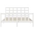 Estructura de cama con cabecero madera maciza blanco 160x200