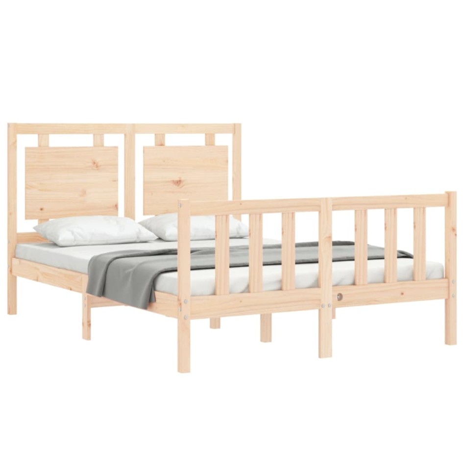 Estructura de cama con cabecero madera maciza 140x190