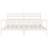 Estructura de cama con cabecero madera maciza blanco 200x200