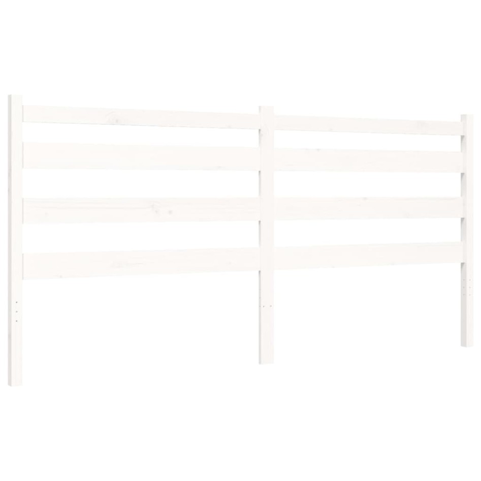 Estructura de cama con cabecero madera maciza blanco 200x200