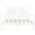 Estructura de cama con cabecero madera maciza blanco 140x200