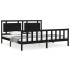 Estructura de cama con cabecero madera maciza negro 200x200