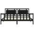 Estructura de cama con cabecero madera maciza negro 200x200