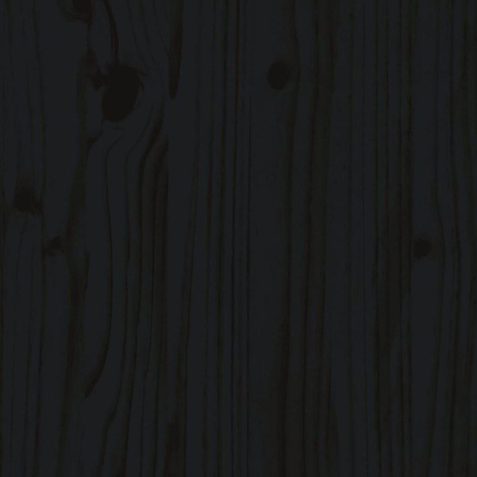 Estructura de cama con cabecero madera maciza negro 200x200