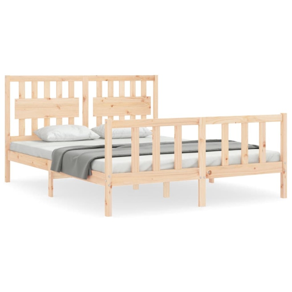 Estructura de cama con cabecero madera maciza 160x200