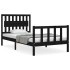 Estructura de cama con cabecero madera maciza negro 100x200