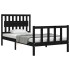 Estructura de cama con cabecero madera maciza negro 100x200