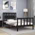 Estructura de cama con cabecero madera maciza negro 100x200