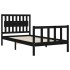 Estructura de cama con cabecero madera maciza negro 100x200