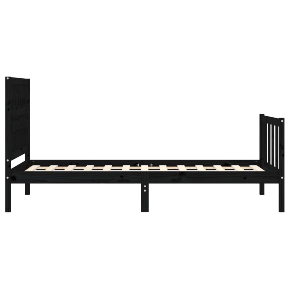 Estructura de cama con cabecero madera maciza negro 100x200