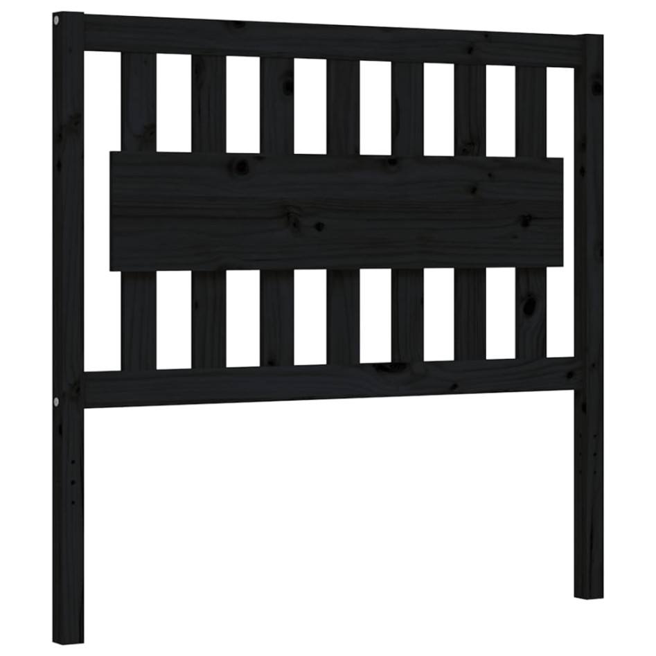 Estructura de cama con cabecero madera maciza negro 100x200