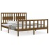 Estructura de cama matrimonio con cabecero madera marrón