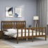 Estructura de cama matrimonio con cabecero madera marrón