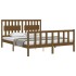 Estructura de cama matrimonio con cabecero madera marrón