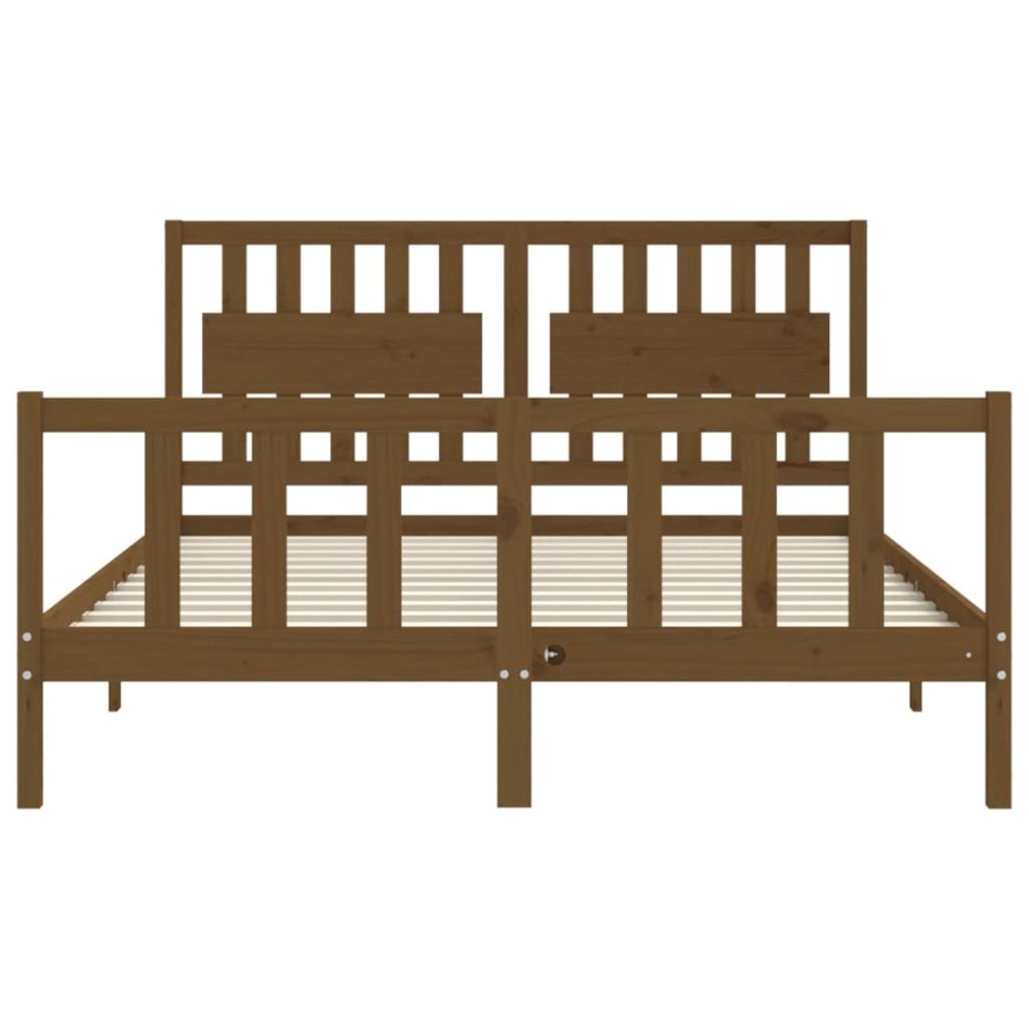 Estructura de cama matrimonio con cabecero madera marrón