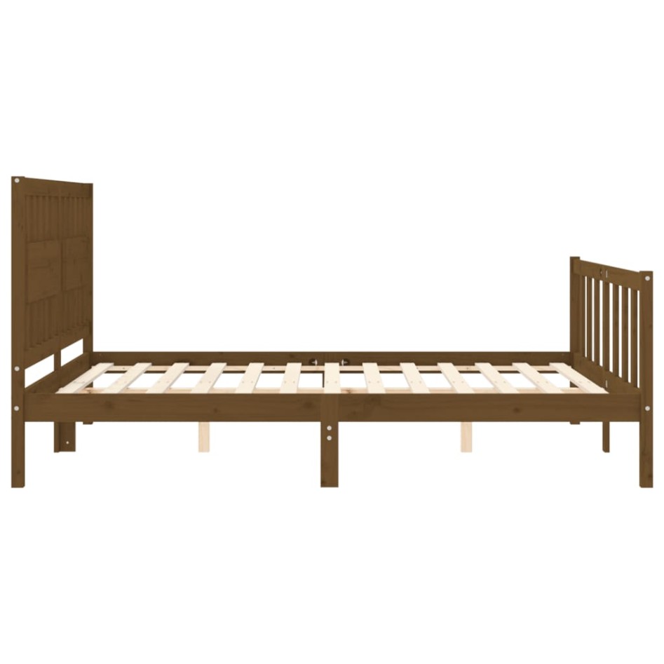 Estructura de cama matrimonio con cabecero madera marrón