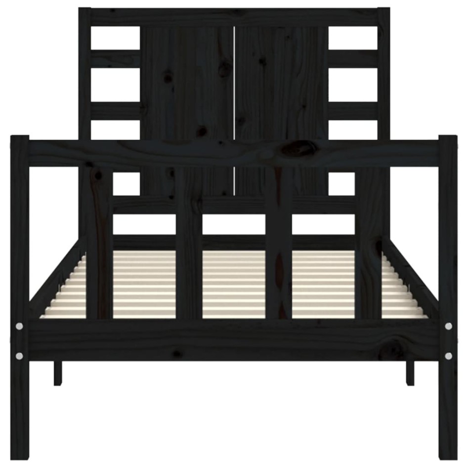 Estructura de cama individual con cabecero madera maciza