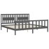Estructura de cama con cabecero madera maciza gris 200x200