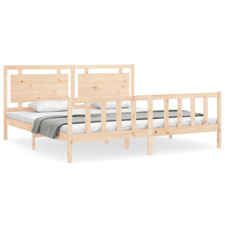 Estructura de cama con cabecero madera maciza 200x200