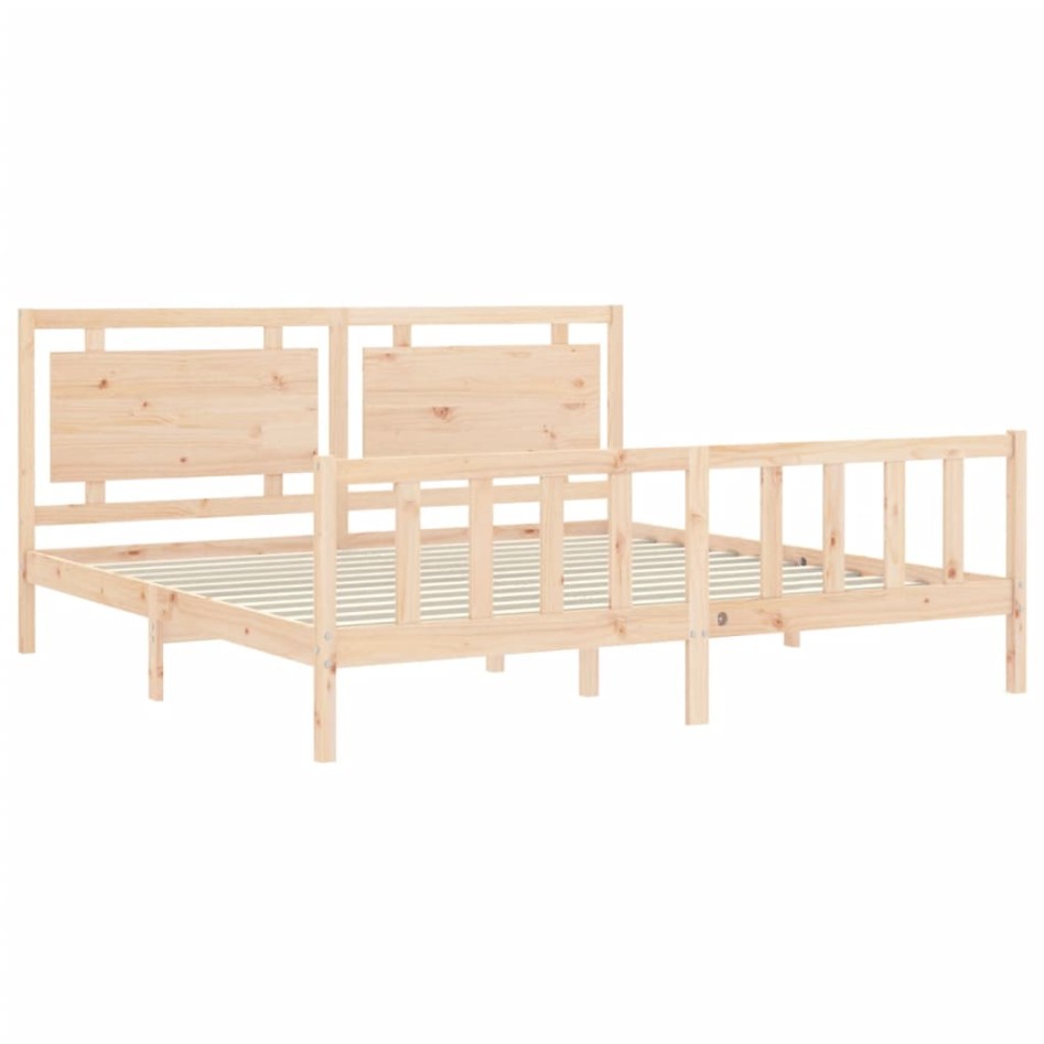 Estructura de cama con cabecero madera maciza 200x200