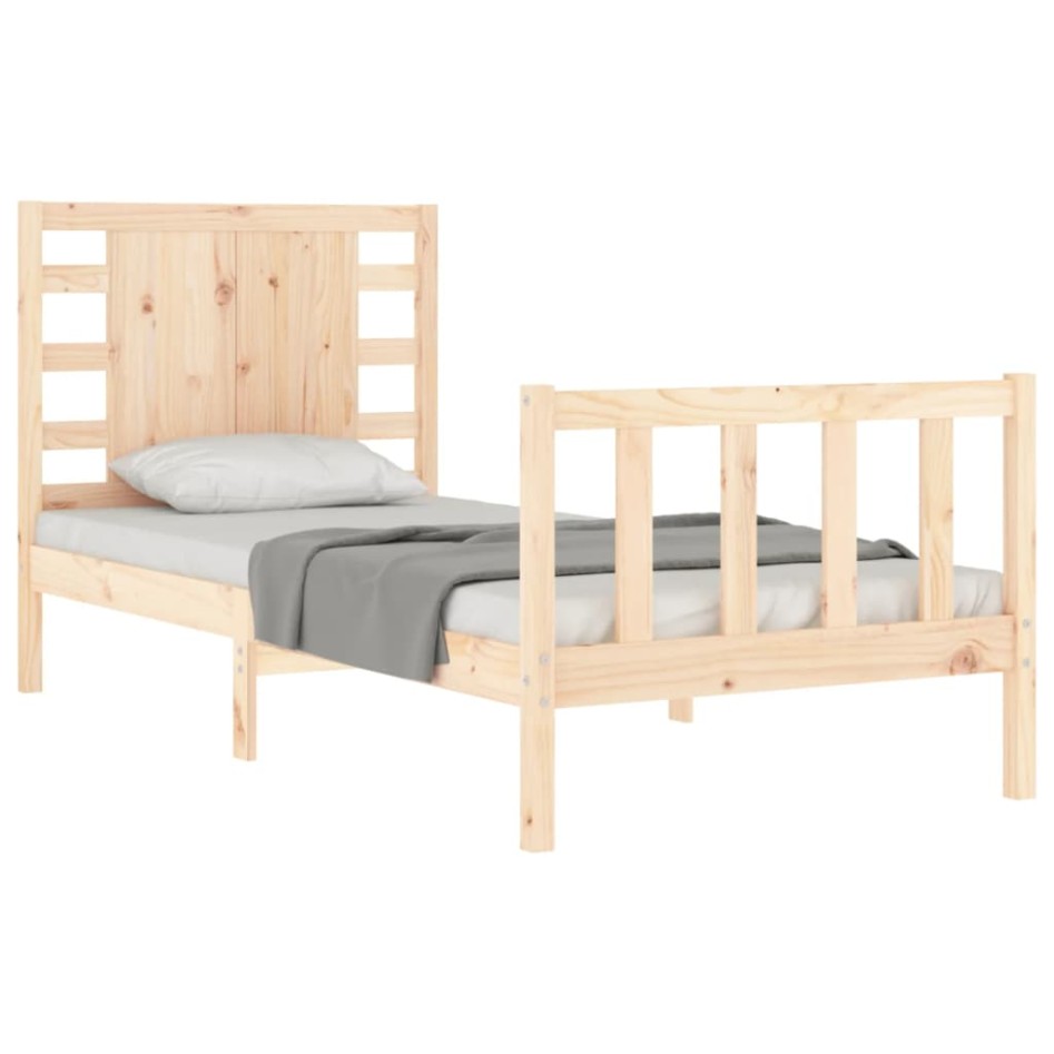 Estructura de cama con cabecero madera maciza 90x200