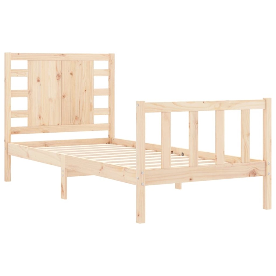 Estructura de cama con cabecero madera maciza 90x200