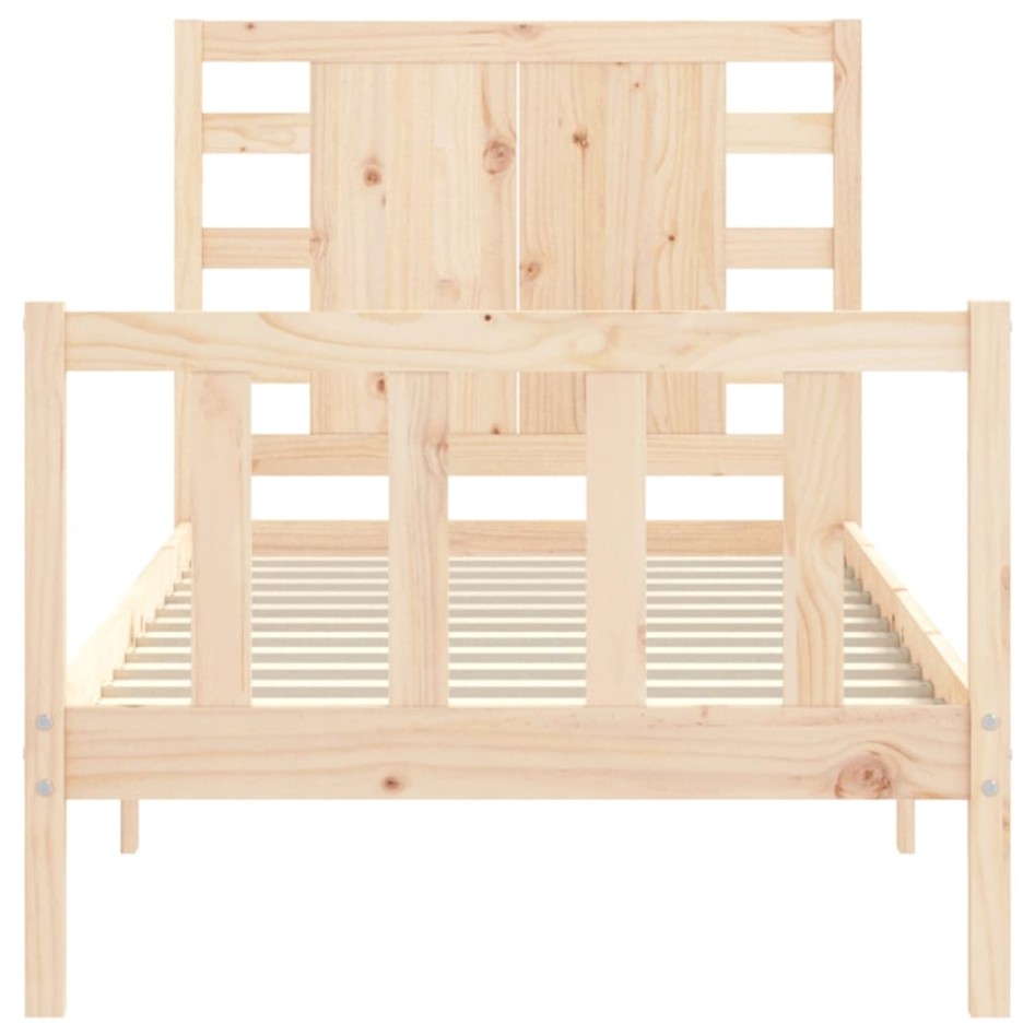 Estructura de cama con cabecero madera maciza 90x200