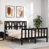 Estructura de cama con cabecero madera maciza negro 140x200